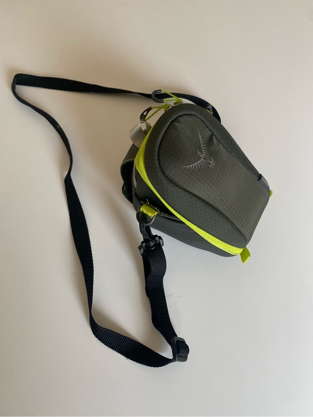 OSPREY Olive Green Camera Crossbody with Lime Trim